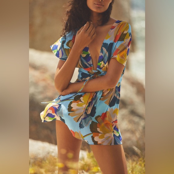 ✨ Anthropologie Promenade Cover-Up Mini Dress Sz L - Picture 4 of 6